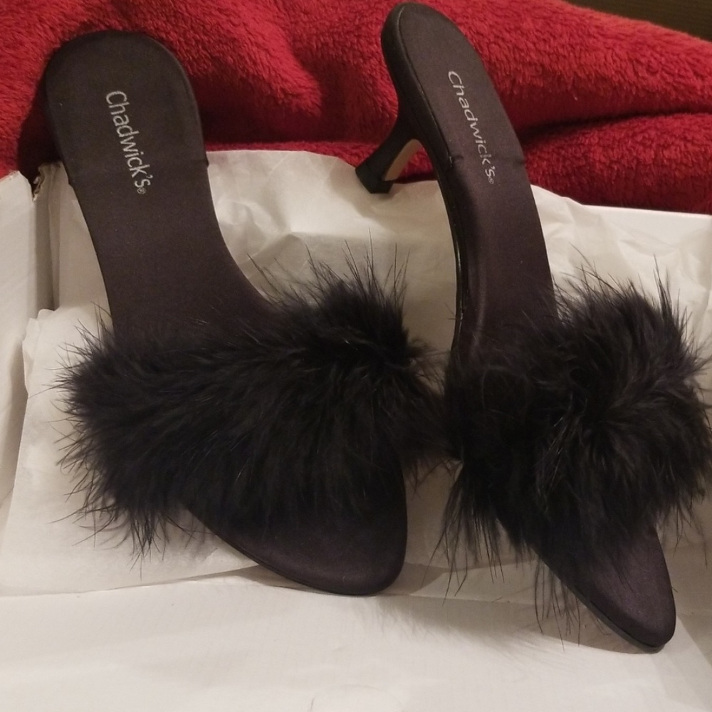 Slippers fuzzy kitten lingerie heels